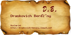 Draskovich Berény névjegykártya
